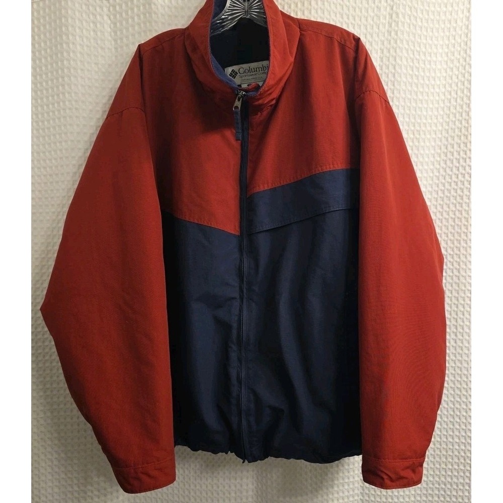 Men's Columbia Winter Coat Red Blue with Fleece Lining Size L